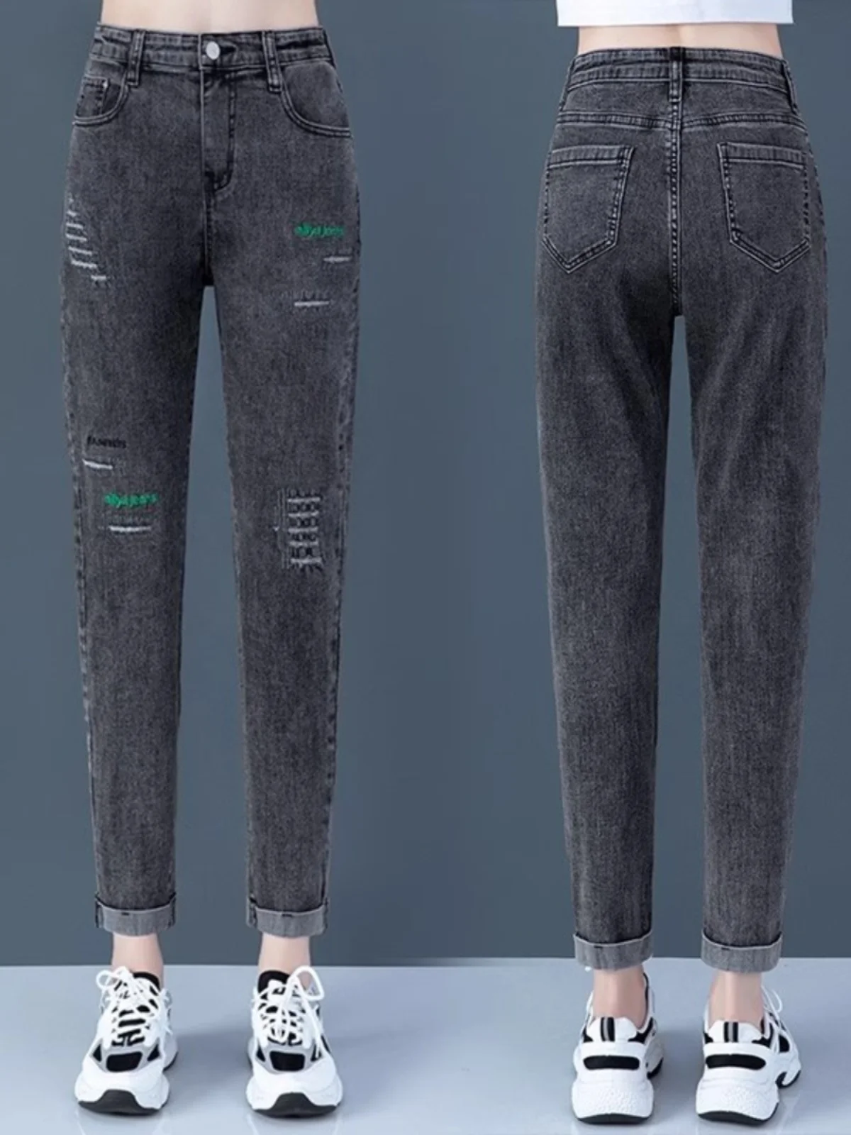 

Женские джинсы с высокой талией, весна-осень, новые, облегающие, маленькие размеры, эластичные, прямые, светлые оттенки