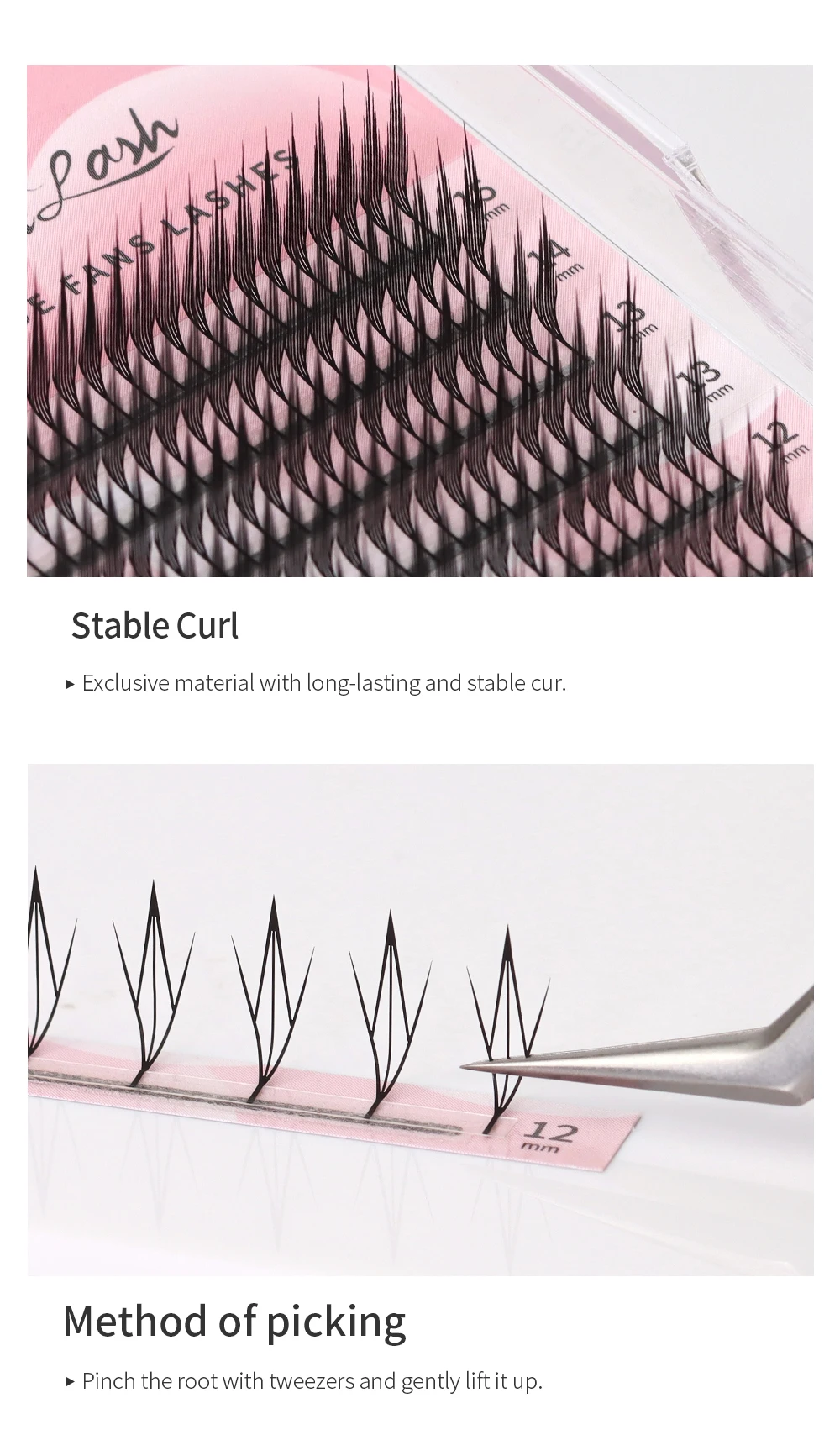 GLAMLASH LU/M Curl Comic Spire Lashes Vorgefertigte Volumen-Wimpern Feder-Anime-Effekt Weiche Federform Flatternde Wimpernverlängerungen – Detail 4
