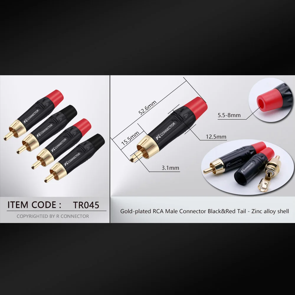50pcs/25pairs Copper RCA Plug Terminals Gold Plated Plug Audio Video Adapter Connectors Soldering Wires