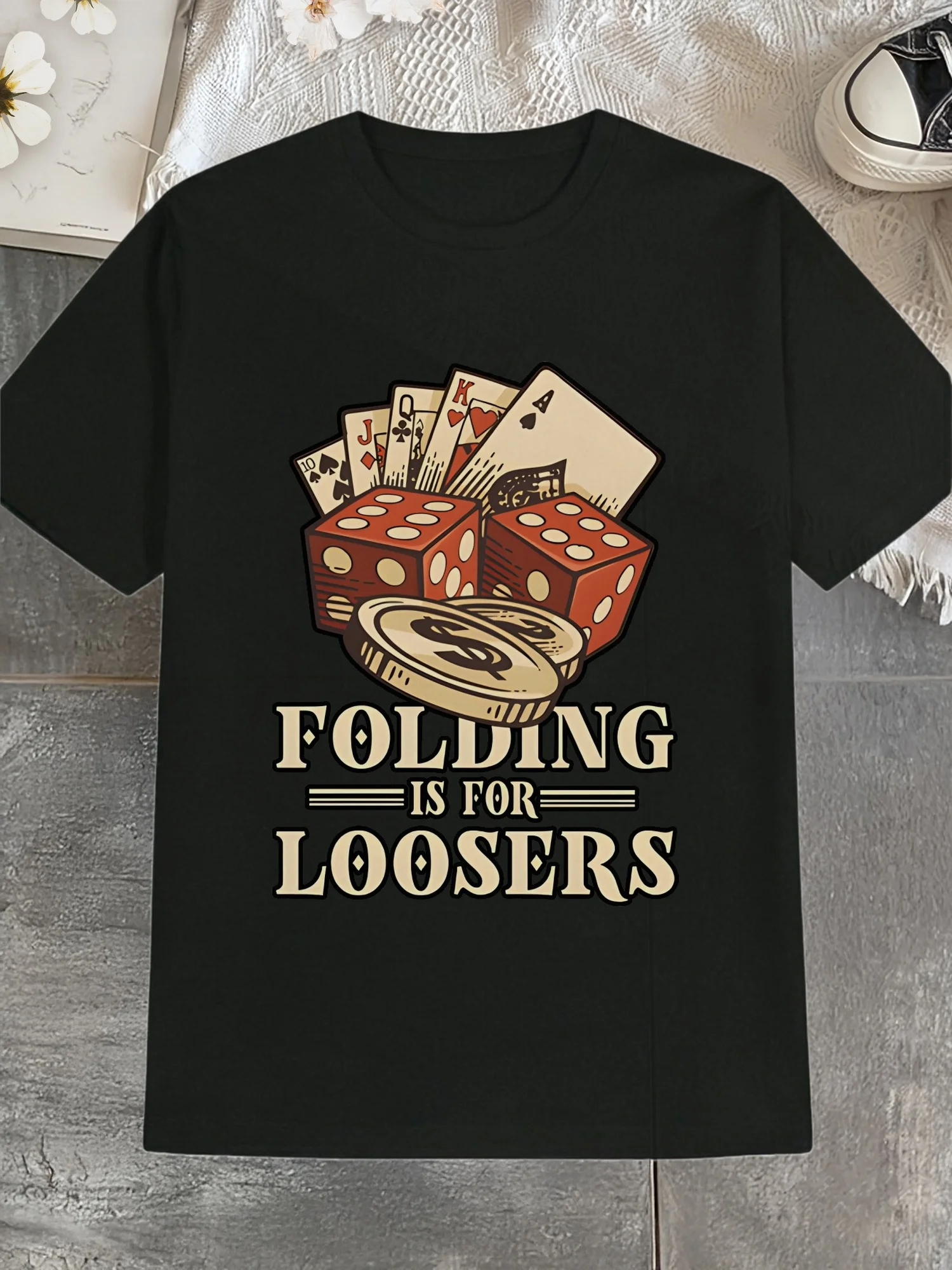 camiseta-masculina-com-estampa-de-poquer-folding-is-for-loosers-texas-hold'em-casual-gola-redonda-estilo-street-fashion-soltinha