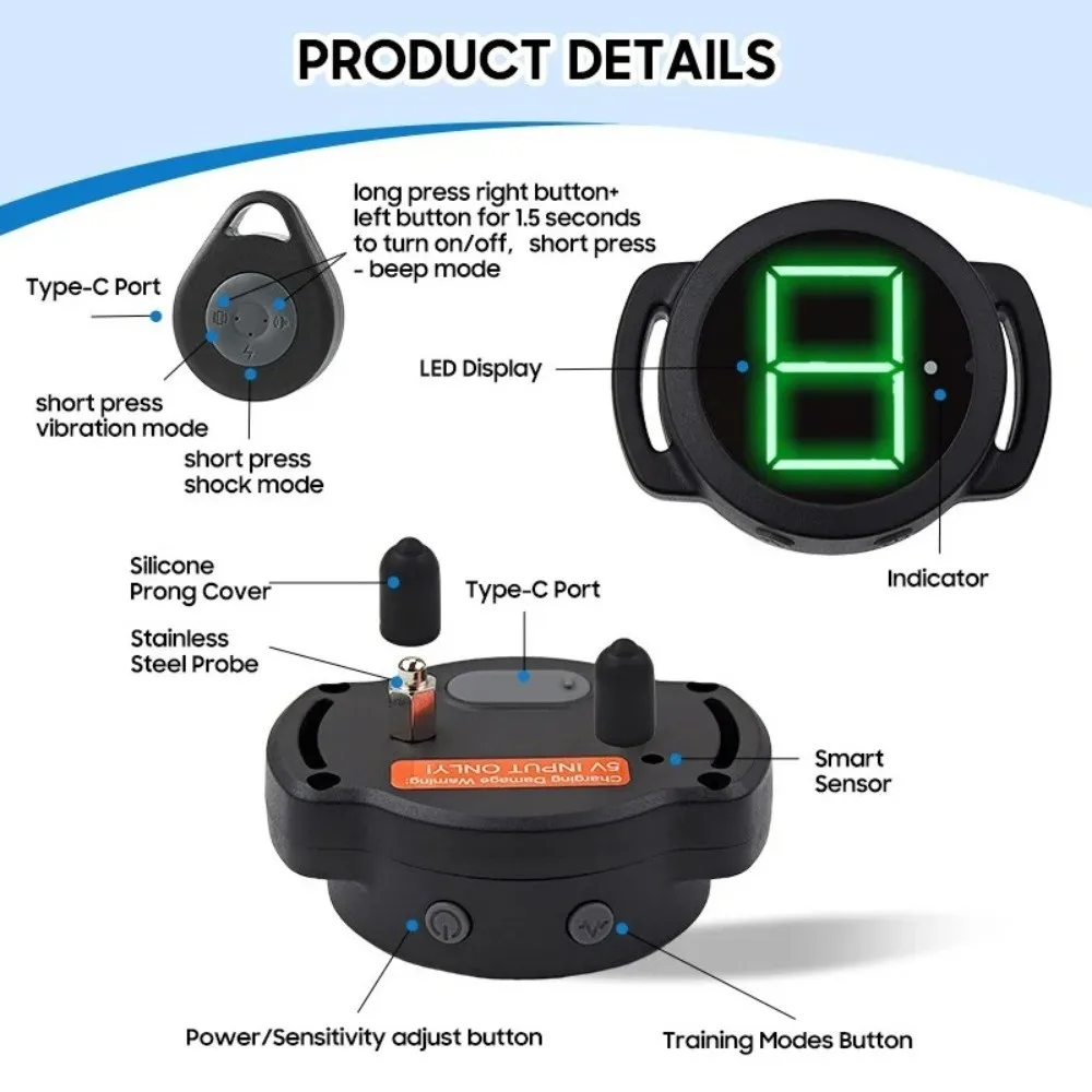 Dispositivo Antiladridos Inteligente Recargable para Perros, Control Remoto, Modo de Vibración, Collar Antiladridos Eléctrico, Modo de Sonido Inteligente