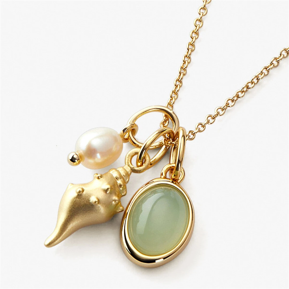 Dongling Jade Shell Conch Necklace Vintage Elegant Heavy Industry Instagram French Style Necklace Gold Plated