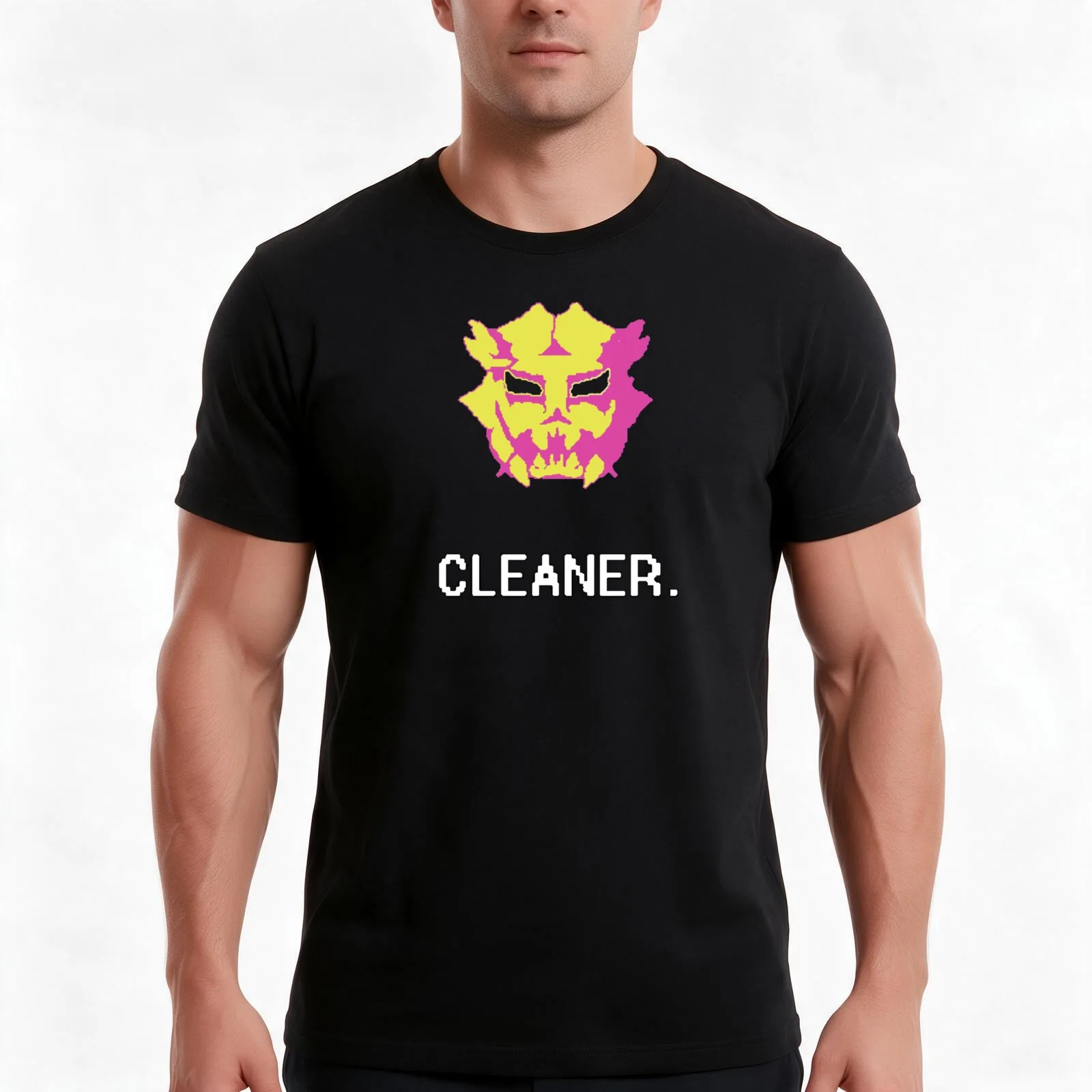 Cleaner 8 Bit T-Shirt, Summer Casual Cotton Tee, Oversized Streetwear Tops, Vintage Graphic Print, Loose Fit Short Sleeve
