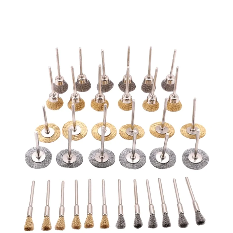 9pcs Brass Steel Wire Wheel Brush Polishing Grinder Accessories Rotary Electric Tool Kit For Engraver Steel Polishing Grinding