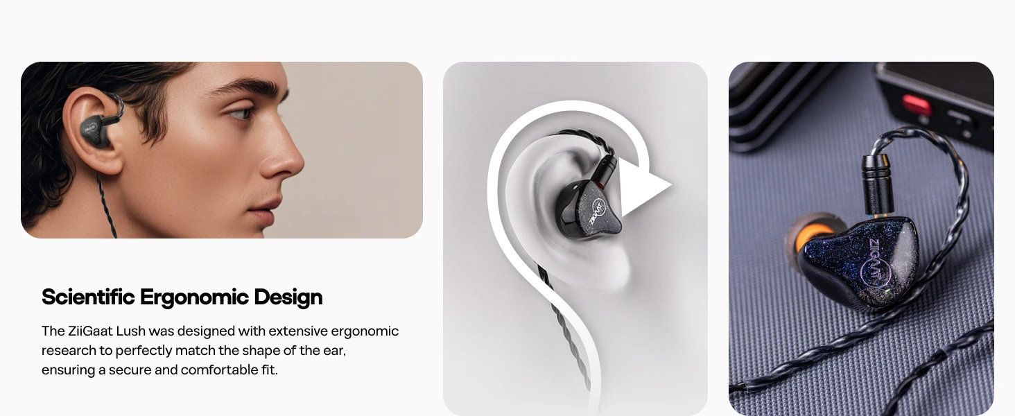 ZiiGaat Lush Studio 1DD+4BA Hybrid-IEM-Hifi-Kopfhörer, kabelgebundene Ohrhörer mit neutraler Tonalbalance für Hören – Detail 4