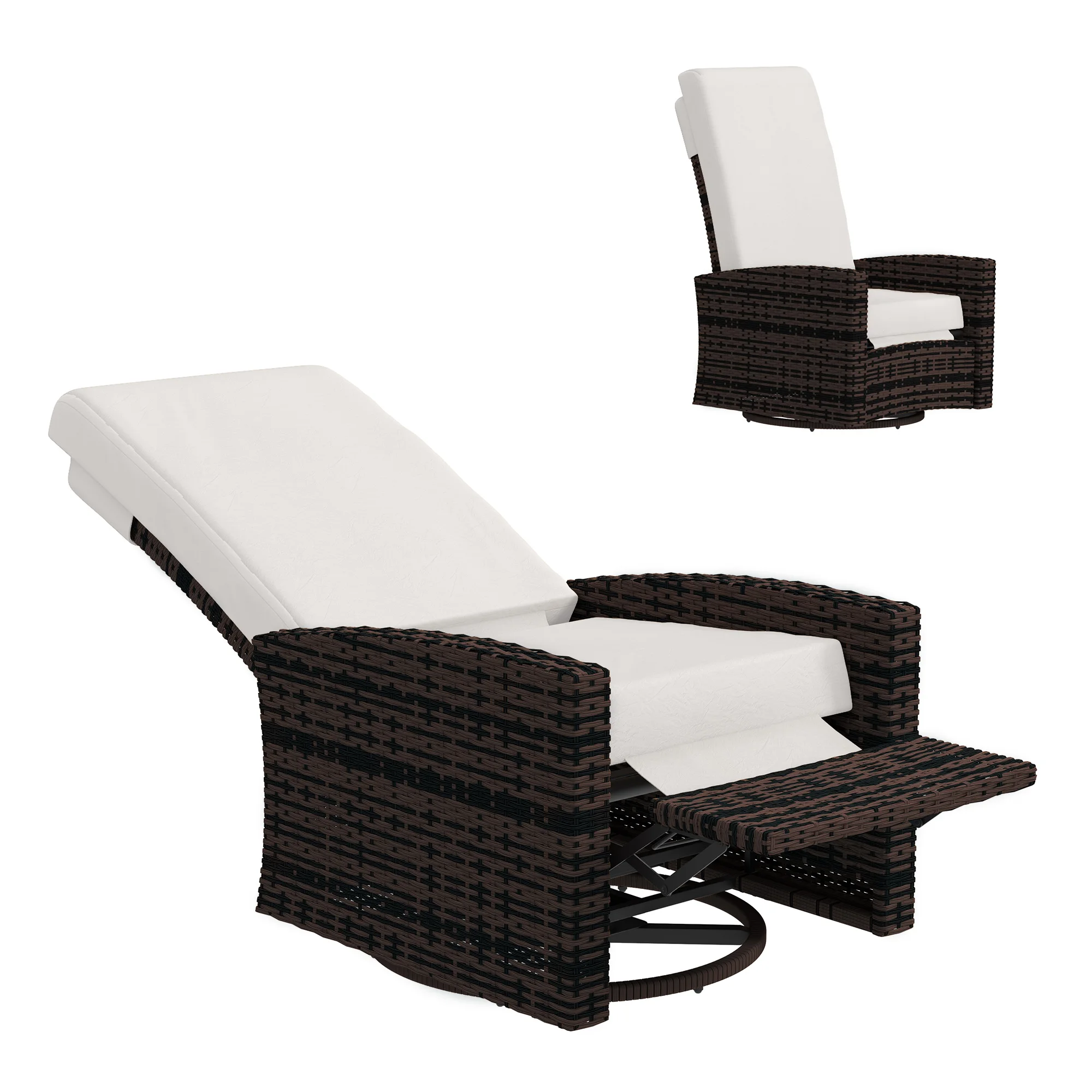 Reclining Rattan 360° Swivel C - Outdoor Furniture Lounge Set review and price