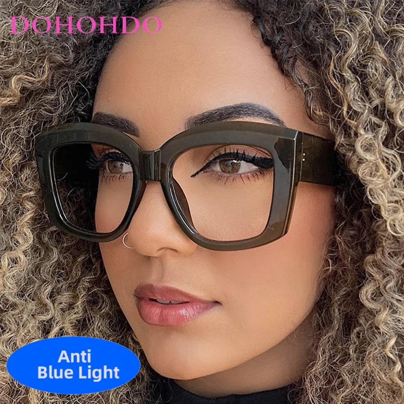 

Vintage Trendy Oversized Square Anti-Blue Light Glasses Women Men Brand Designer Computer Optical Eyewear For Office Work Очк