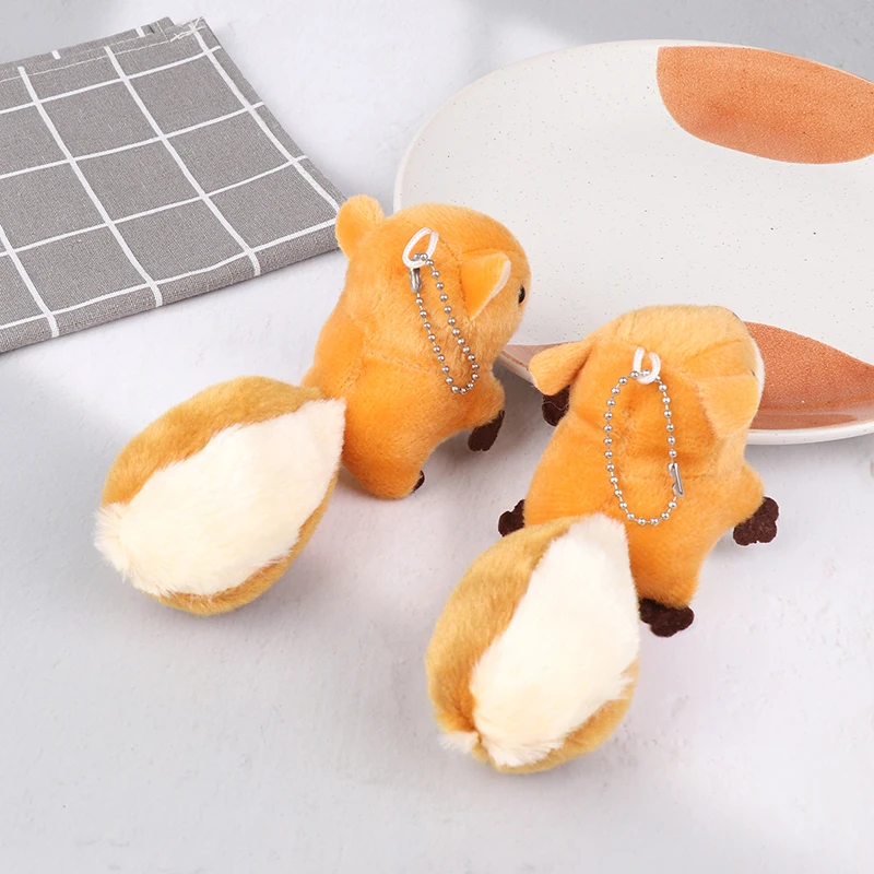 Cute And Cute Big Tail Squirrel Pendant Plush Toy Little Squirrel Doll Cartoon Bag Pendant Keychain Doll