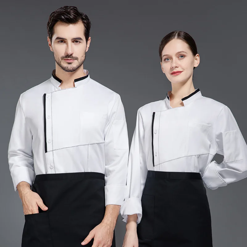 Chef Uniform Long Sleeve Autumn and Winter Clothes Western Cake Baking Hotel Kitchen Cafeteria Restaurant Wholesale W