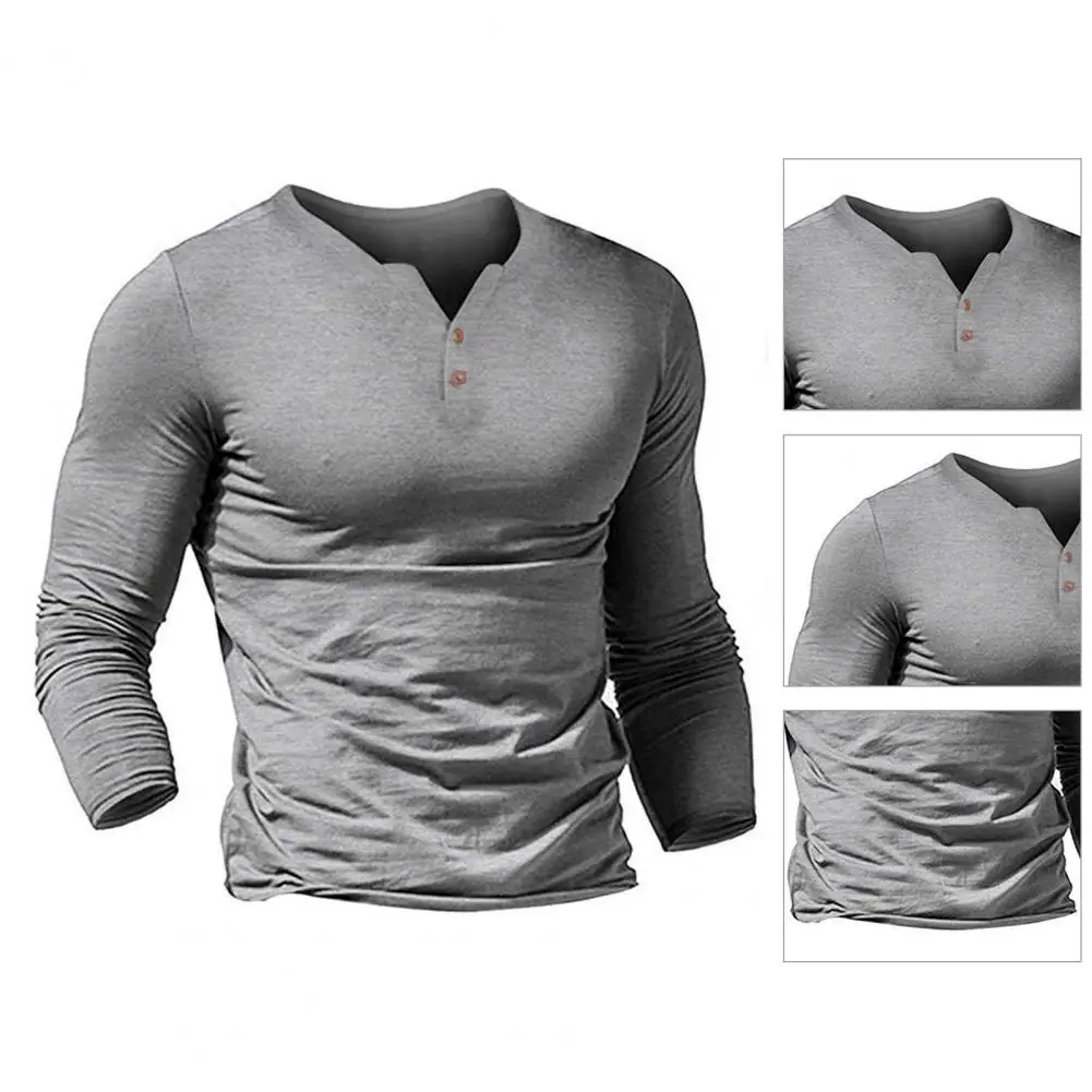 

Spring T-shirt Stylish Long Sleeve Male Fall Top Anti-shrink T-shirt Slim Men Autumn T-shirt for Spring