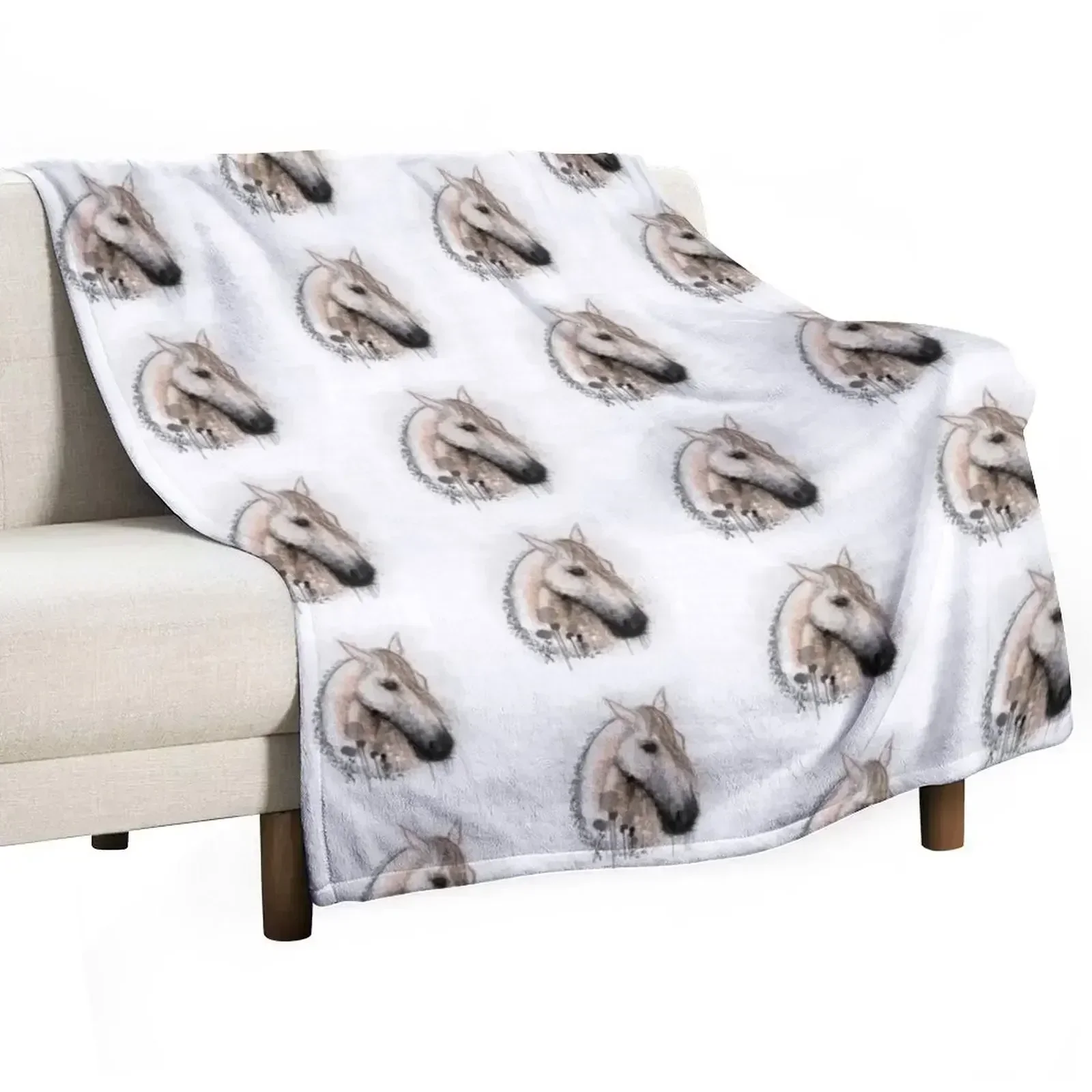 

Horse portrait Throw Blanket Hairy Bed Fashionable Flannel Blankets For Bed Blankets