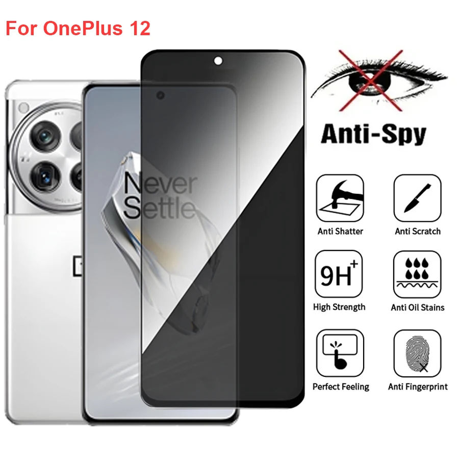 Szkło Hartowane Prywatyzujące Anti-Spy do OnePlus 12 PJD110, Kompatybilne z OnePlus12, Pełne Pokrycie Ekranu, Folia Ochronna na Telefon