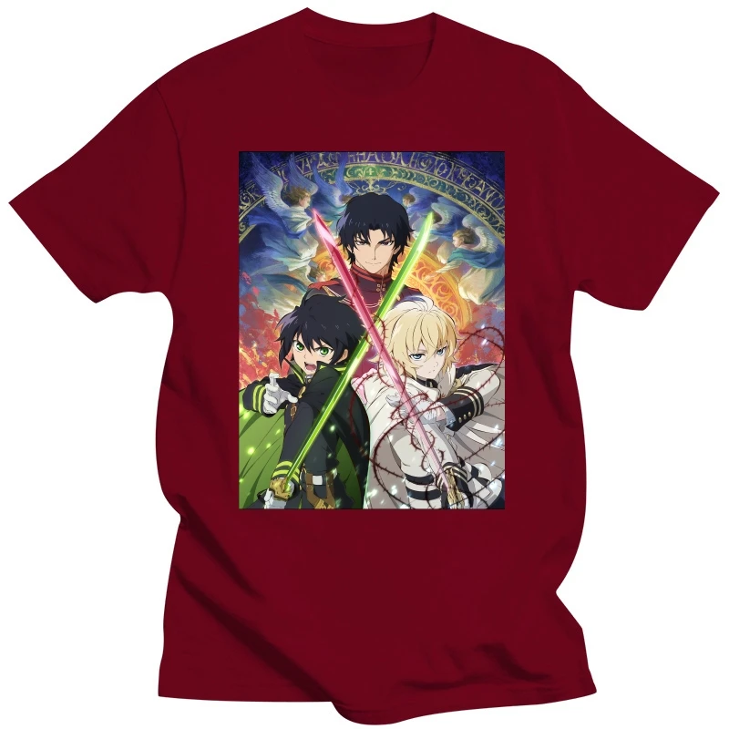 Owari No Seraph Visual Homme Cool T-Shirt Seraph Of The End Dark Fantasy Anime Series Tees Pure Cotton Oversized Short Sleeve