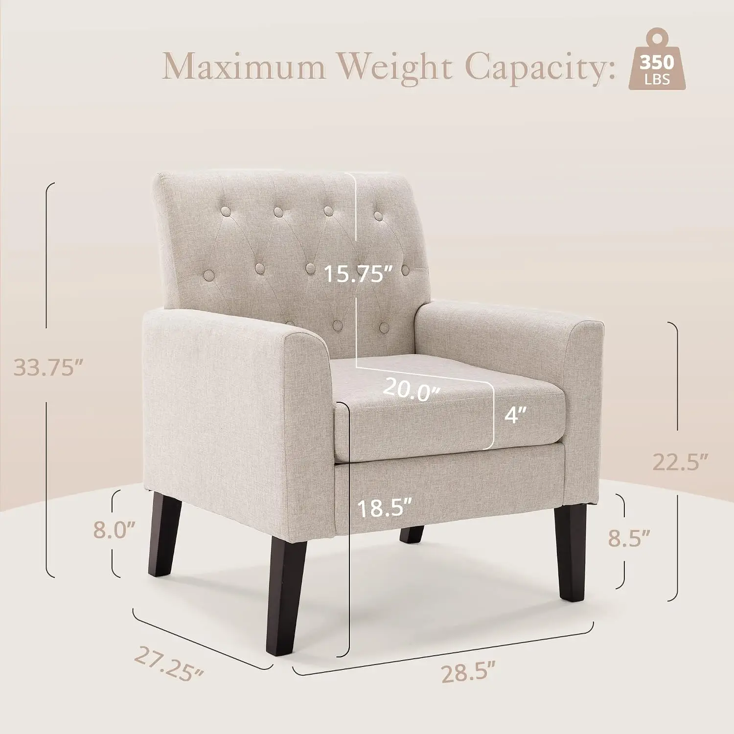 Linen Accent Chair 18.5