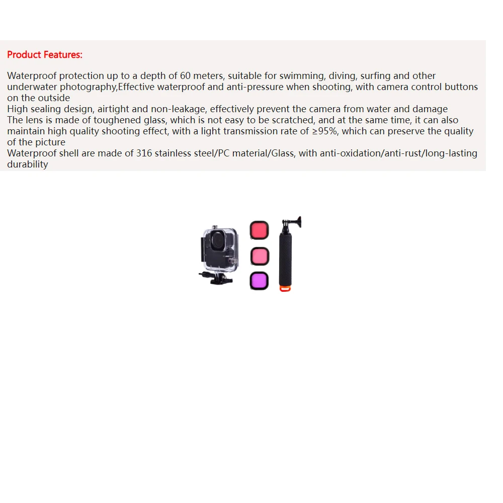 

Водонепроницаемый чехол 60 м для DJI Osmo Nano, корпус для подводного погружения, чехол для спортивной камеры из ПК, закаленное стекло с аксессуаром для фильтра