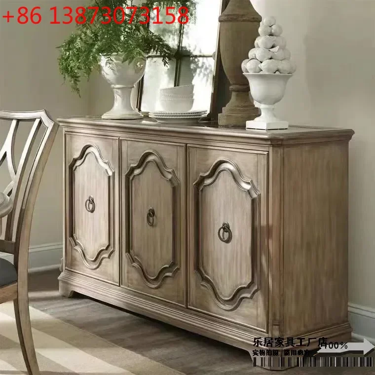 

05-ls 18 Американский ретро-комод в стиле кантри с эффектом состаривания, новый классический декоративный шкаф из массива дерева для прихожей