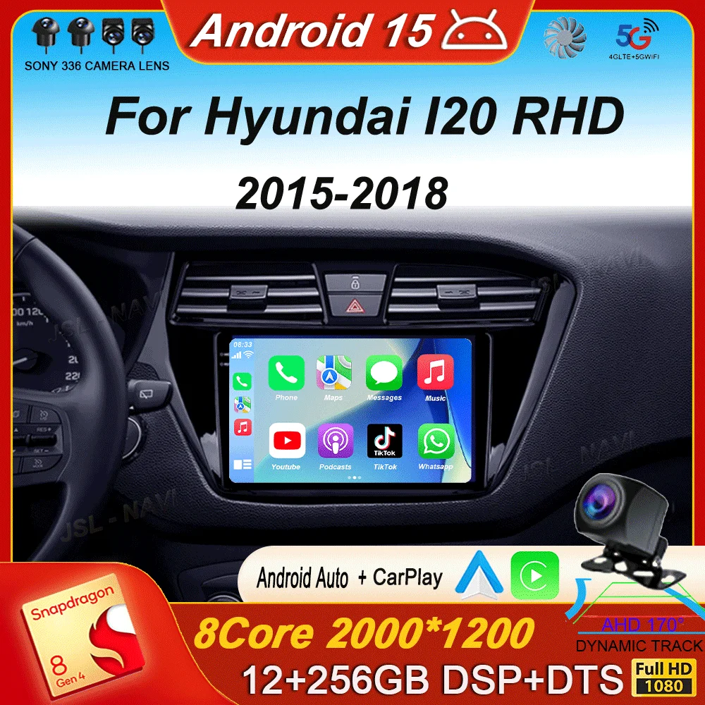 

Android 15 Carplay Auto WIFI+4G For Hyundai I20 RHD 2015 2016 2017 2018 Car Radio Multimedia Player Stereo Head Unit 2din Audio
