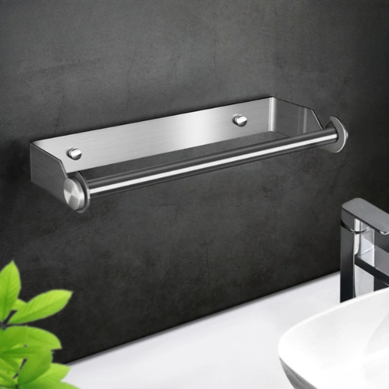 

Bathroom 304 stainless steel tissue holder, kitchen cling film paper towel storage rack