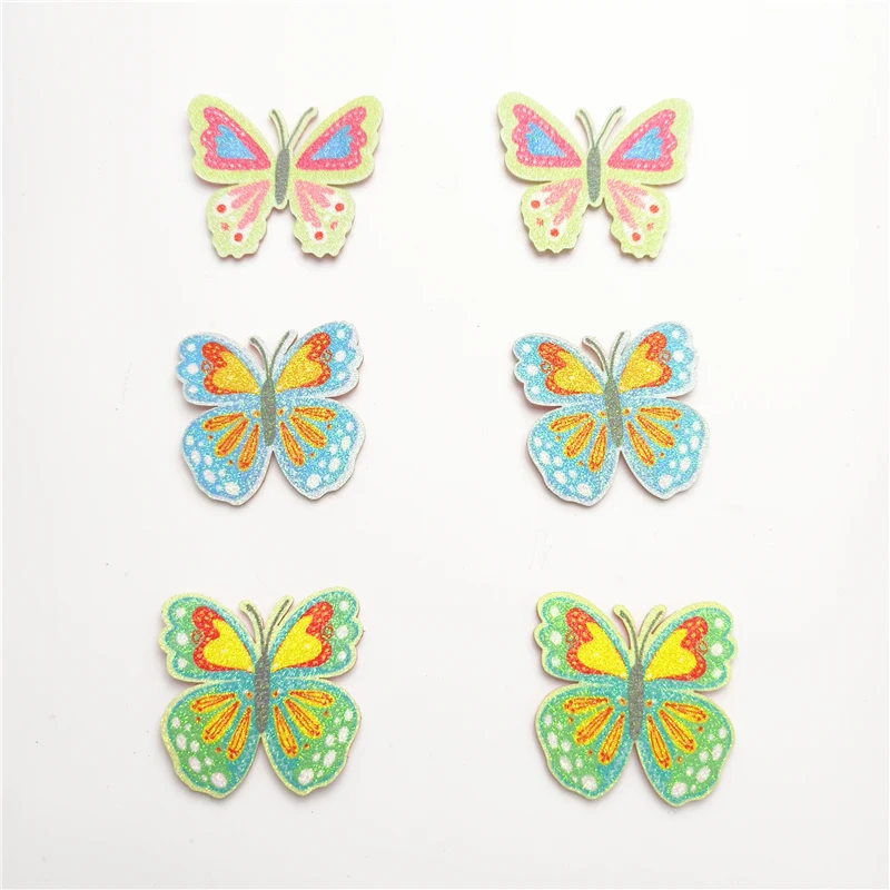 Apliques de mariposa con purpurina para el pelo, accesorios de adorno de decoración hechos a mano, pinzas para el pelo, sombreros y manualidades, 20 unidades