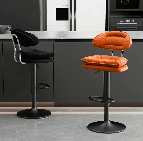 *Bar Chair Modern Simple Swivel High Stool Home Backrest bar Chair Cash Register Lift Light Luxury bar Stool