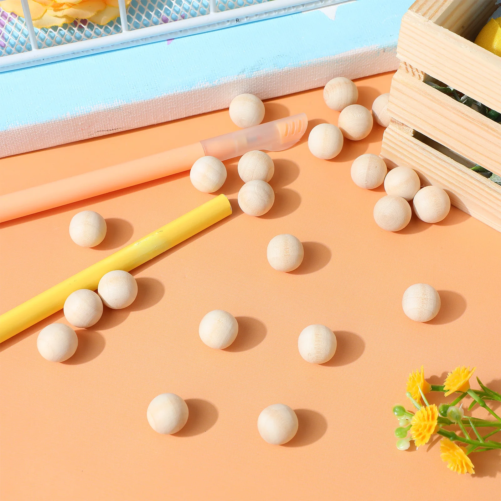 

100pcs Wooden Ball Craft Beads Round Unfinished Small Diy Wooden Beads For Crafts No Holes Smooth Solid Wood Spheres Decorative