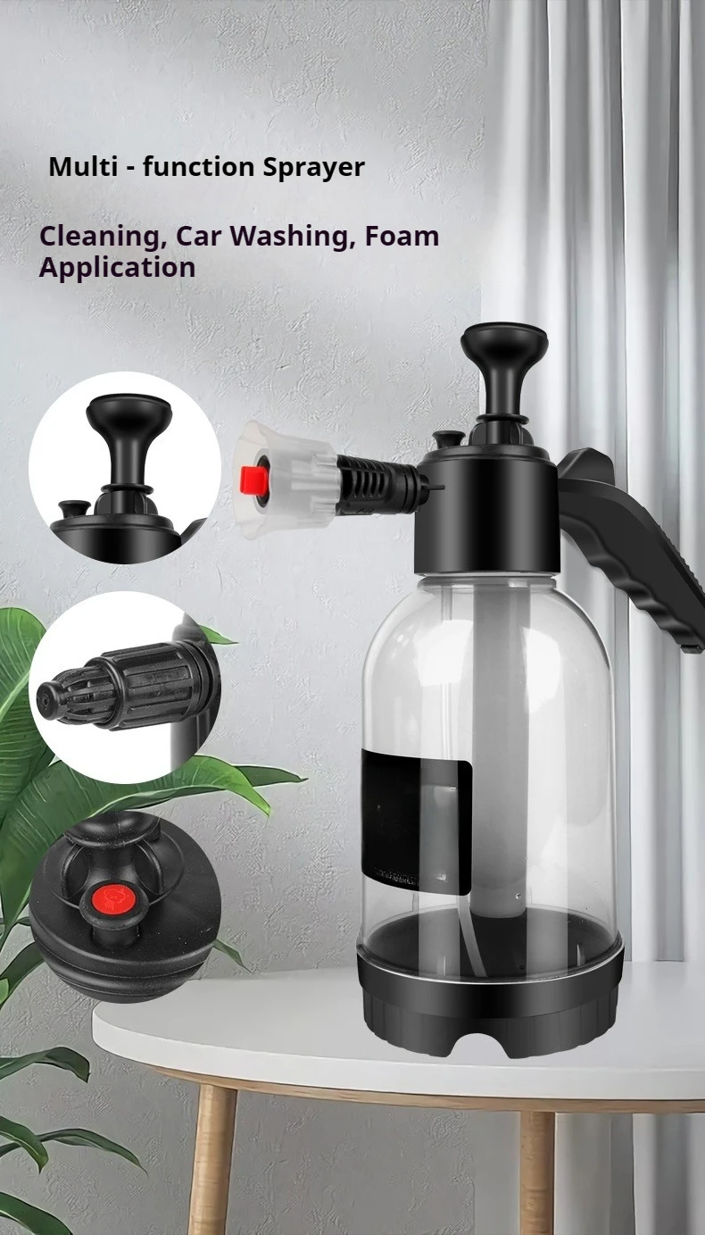 Car Car Wash Watering Can Manual Air Pressure 2L Large Capacity Car Dual Purpose Watering Kettle High Pressure Transparent Foam