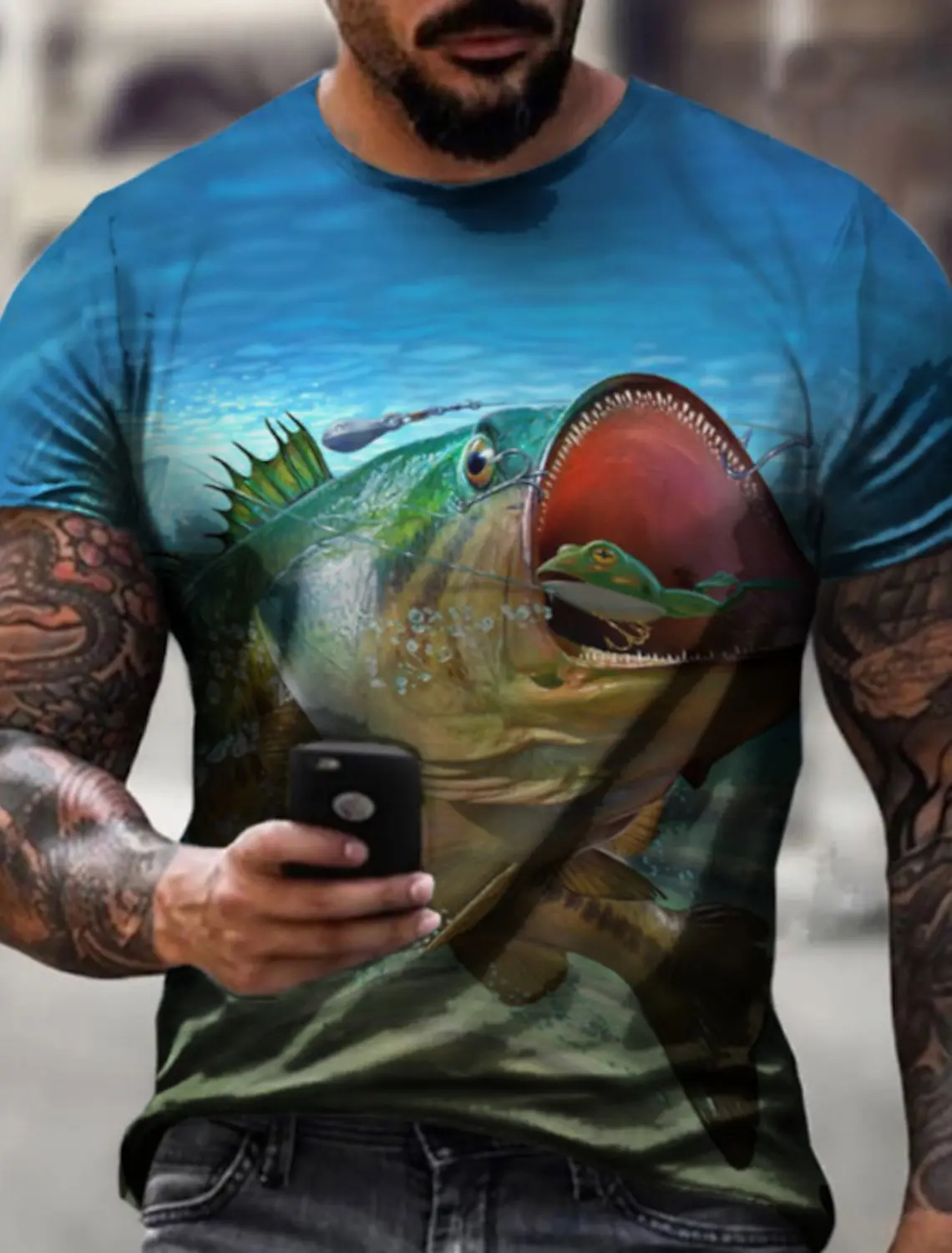 Men\'s T-shirt Fish 3D Print Outdoor Street Short Sleeve Print Clothing Apparel Sports Designer Fishing Casual shirts for men