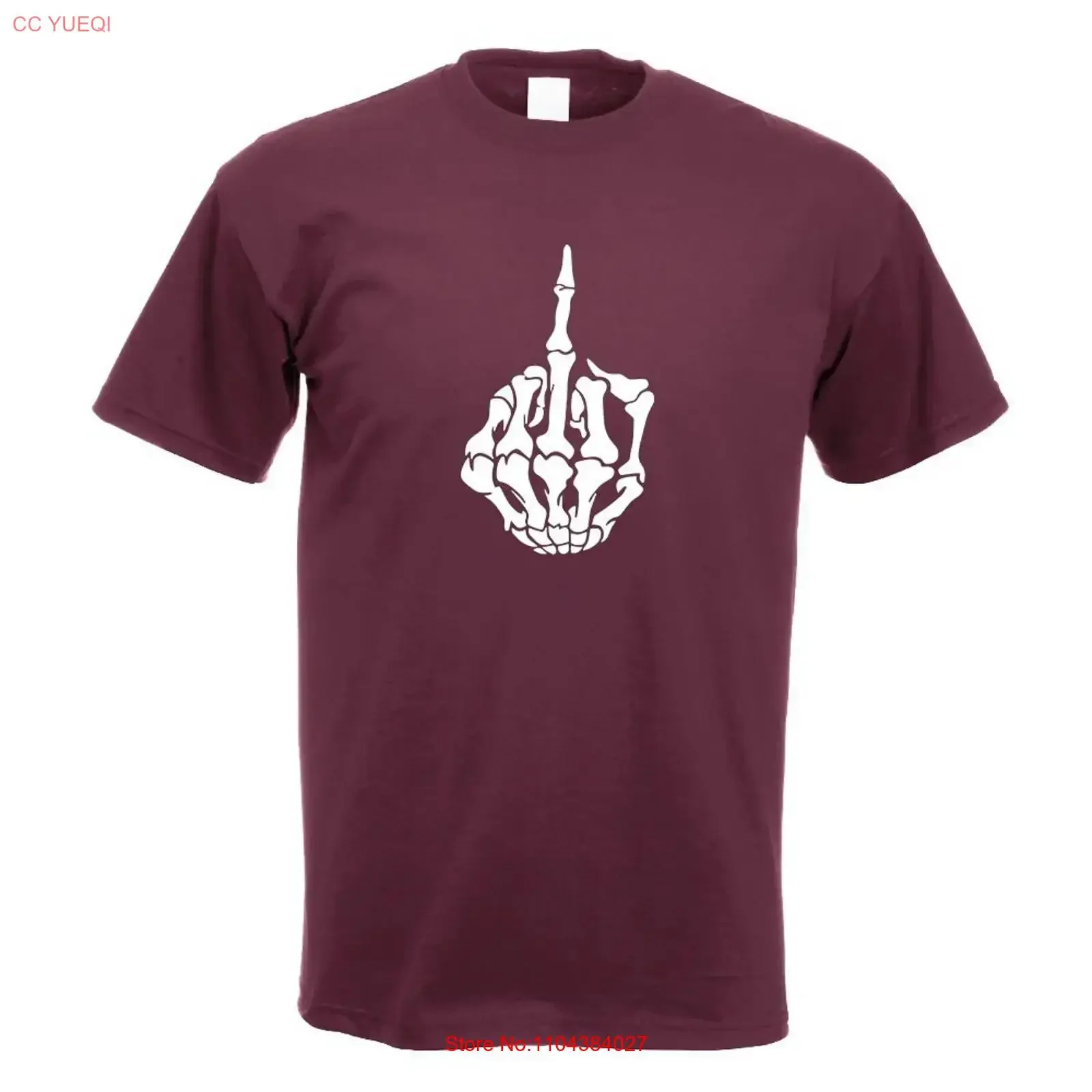 Camiseta con diseño de mano de esqueleto y dedo medio, divertida, vintage, lavada, unisex, elegante, elástica, versátil, para hombre, a la moda, ligeramente elástica