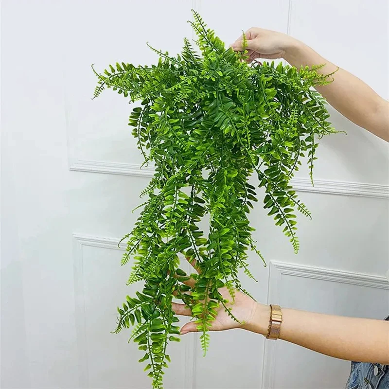 90cm Persian Fern Leaves Vines Room Decor Hanging Artificial Plant Plastic Leaf Grass Wedding Party Wall Balcony Decoration