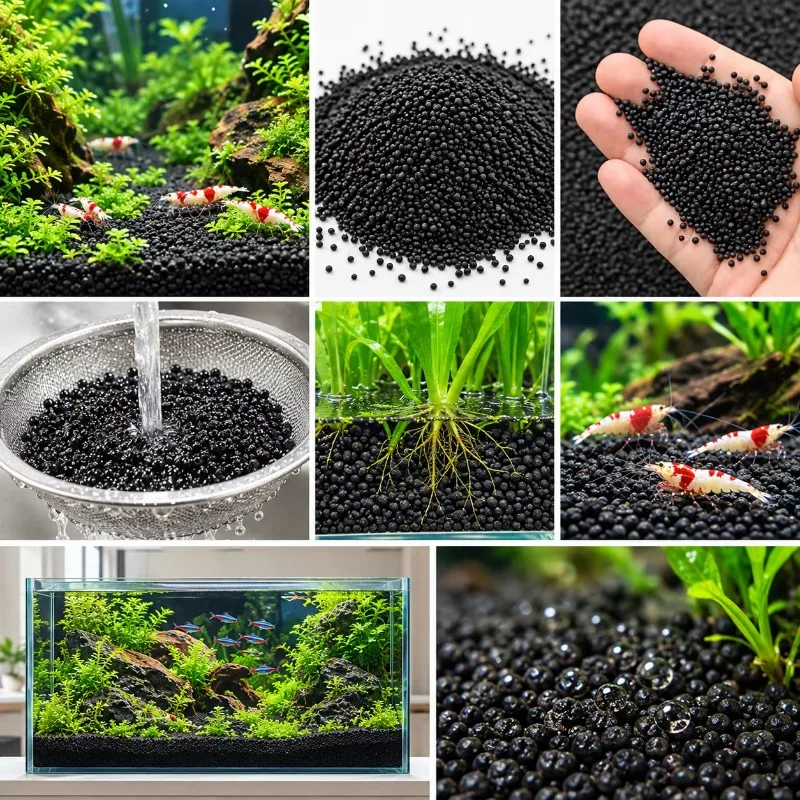 Black Aquarium Substrate Soil for Aquatic Plants Aquascaping Gravel Shrimp Fish Tank Bottom Sand Planted Decoration Filter DIY - view 3