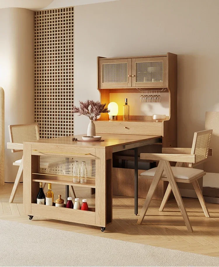 

Масштабируемый обеденный стол, один стол, два стула, кравной шкаф, встроенный современный обеденный стол.