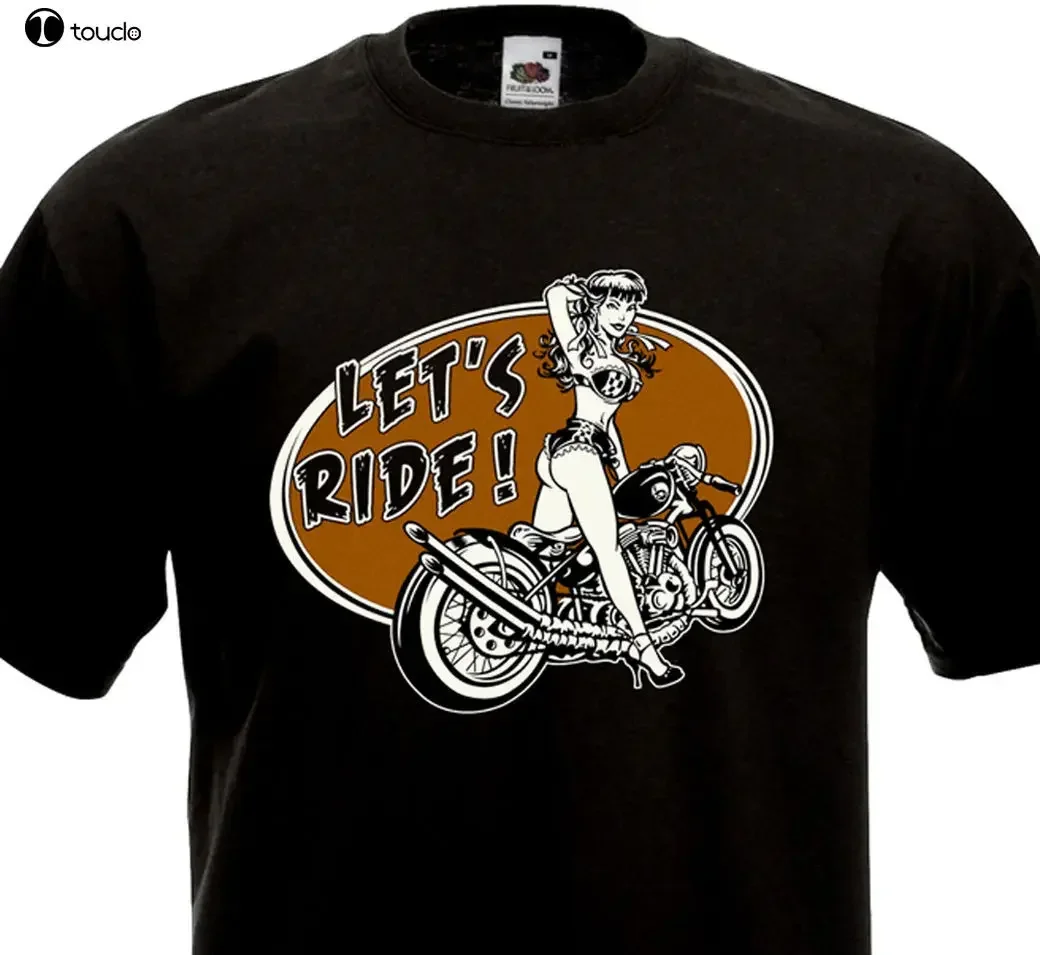 Funny Clothing Casual Short Sleeve Tshirts T-Shirt Let'S Ride ! - Custom Biker Bobber Rider Chopper Motorcycle T-Shirt