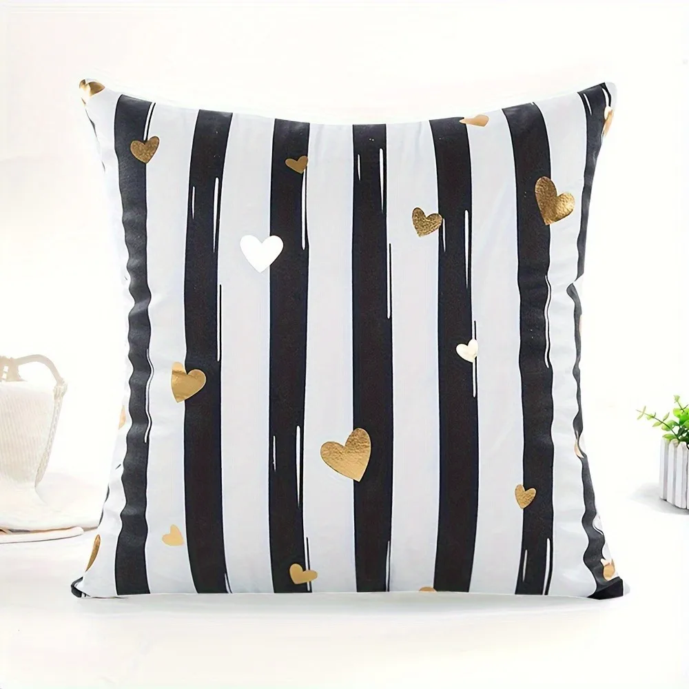 4 أكياس وسائد بنمط هندسي عتيق - نمط زهور باللون الأسود والأبيض والذهبي، مثالية لديكور غرفة المعيشة أو غرفة النوم #1