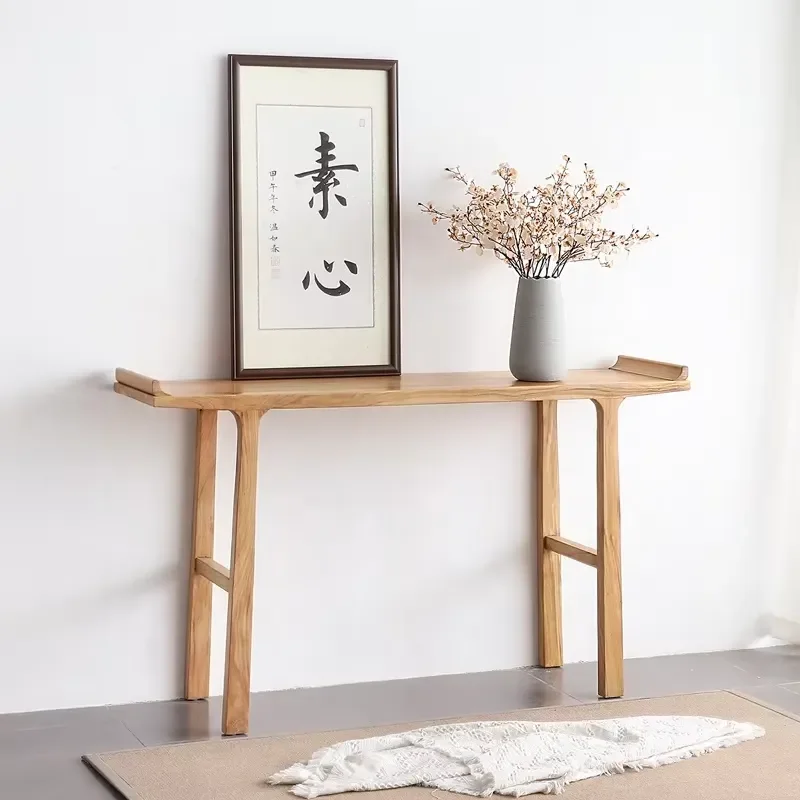 Antique Chinese Style Outdoor Entrance Living Room Foyer Long Narrow Solid Wood Console Table