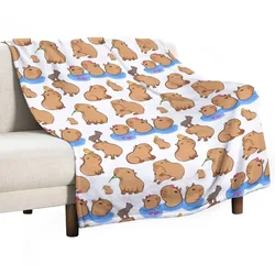 Capybara Pattern Throw Blanket funny gift Bed linens Blankets