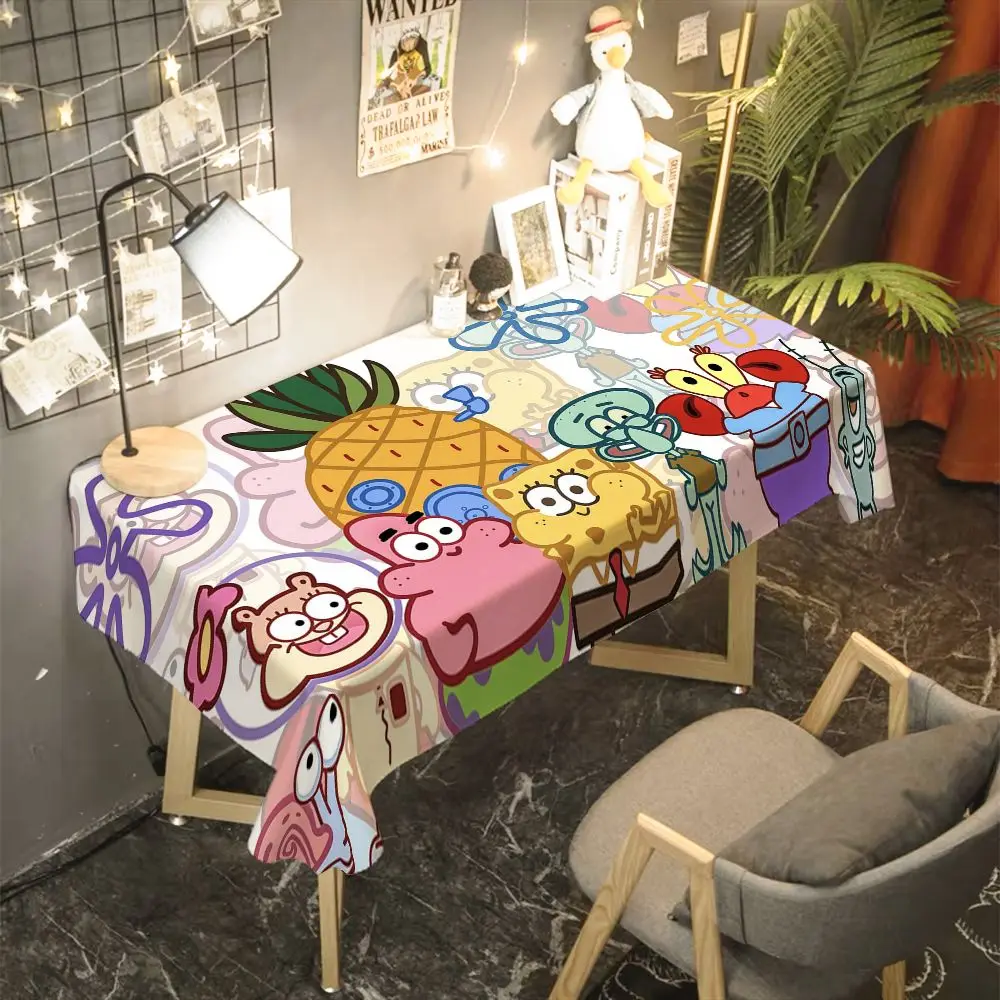 Kawaii SpongeBob SquarePants Patrick Star Wallpaper Cartoon Cute Room Makeup Desk Dust Cover Cloth Home Tea Table Tablecloth