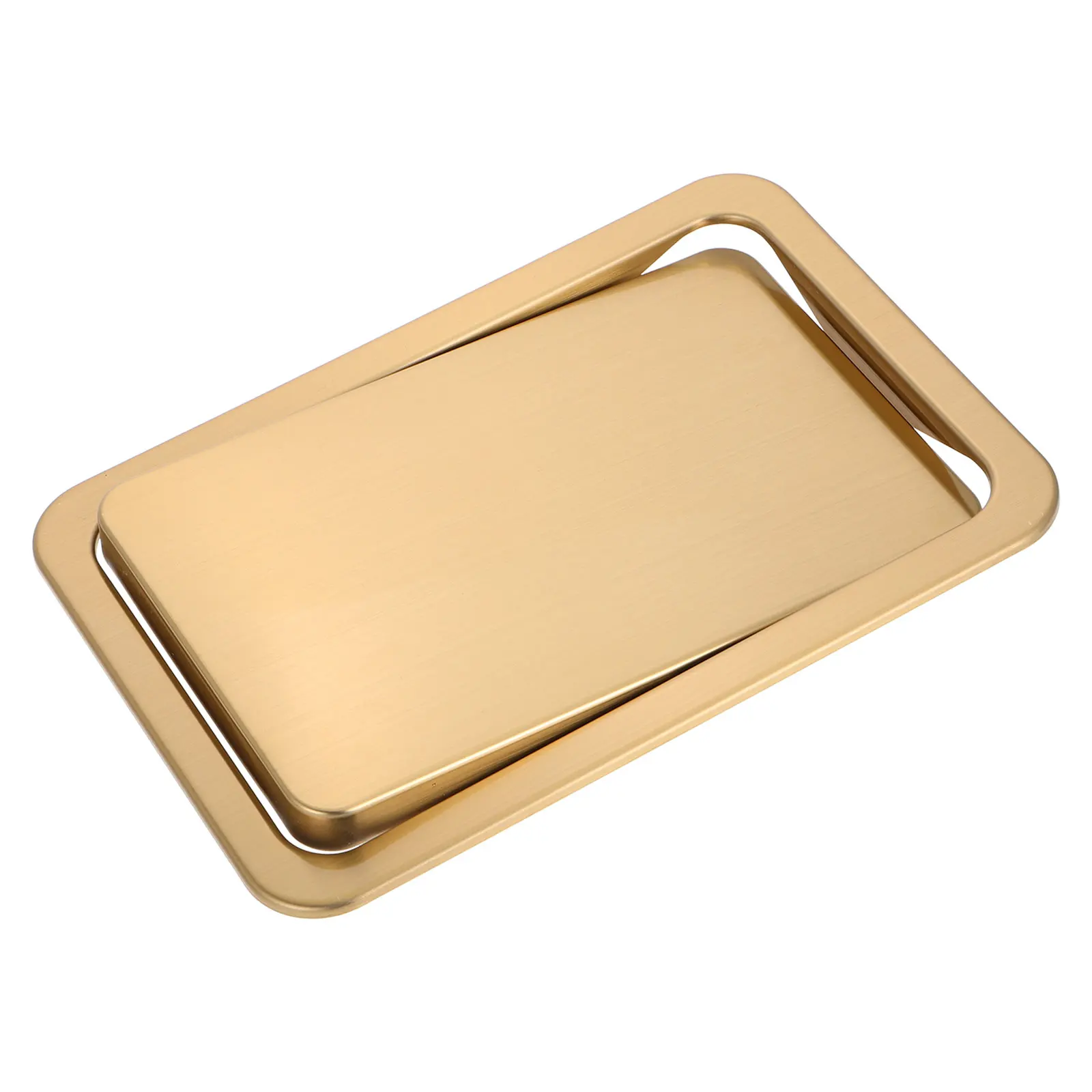 

Stainless Steel Trash Can Lid Space Saving Rectangle Replacement Cover Flap Swing Bin Lid Built-In Countertop Odor Containment