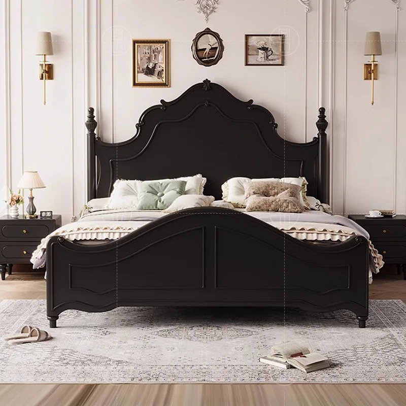 

Customizable American North American Ash French Master Bed Black Light Luxury Vintage