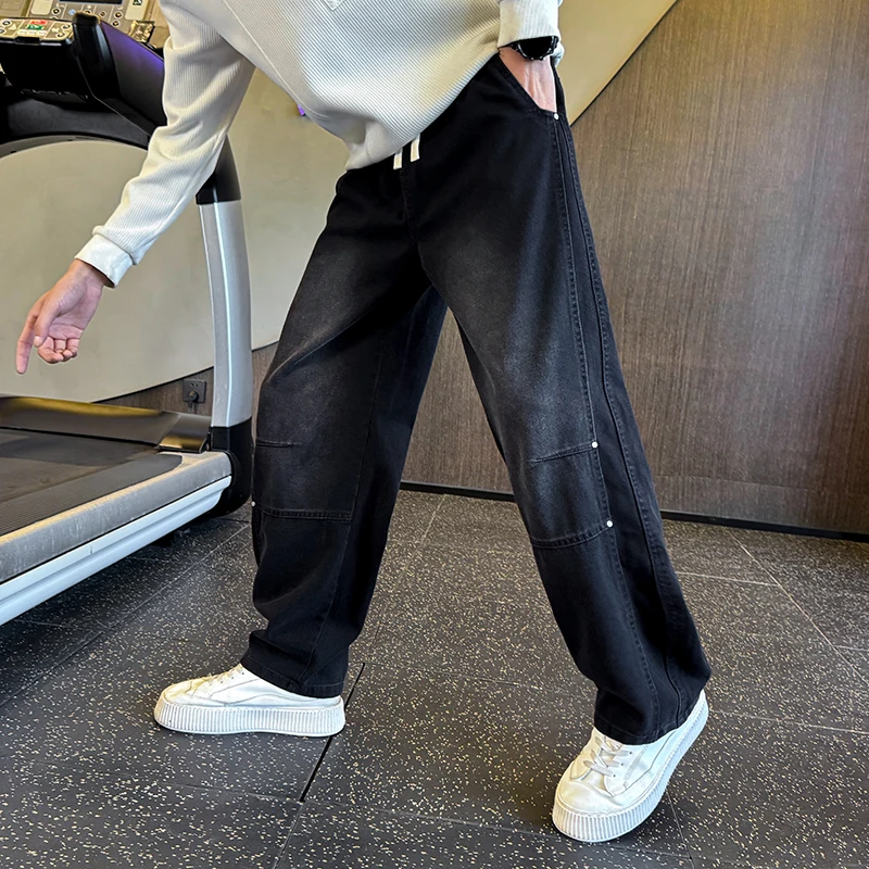 

Хлопковые повседневные брюки Waed M4XL, прямой крой, молодежные, удобные, базовые цвета, модный градиентный узор, осень-зима