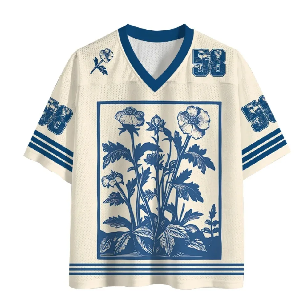 Vintage Botanical Floral 3D Print Sport Quick-Dry Breatha Men VNeck T-Shirt Outdoor Street Casual Harajuku Y2K parentchild cloth