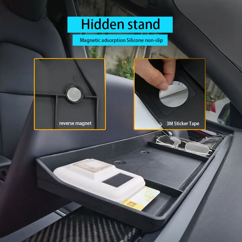 Silica Gel Dashboard storage box For Tesla Model 3 Y 2017-2023 Navigation screen rear tissue Glasses Key Storage tray