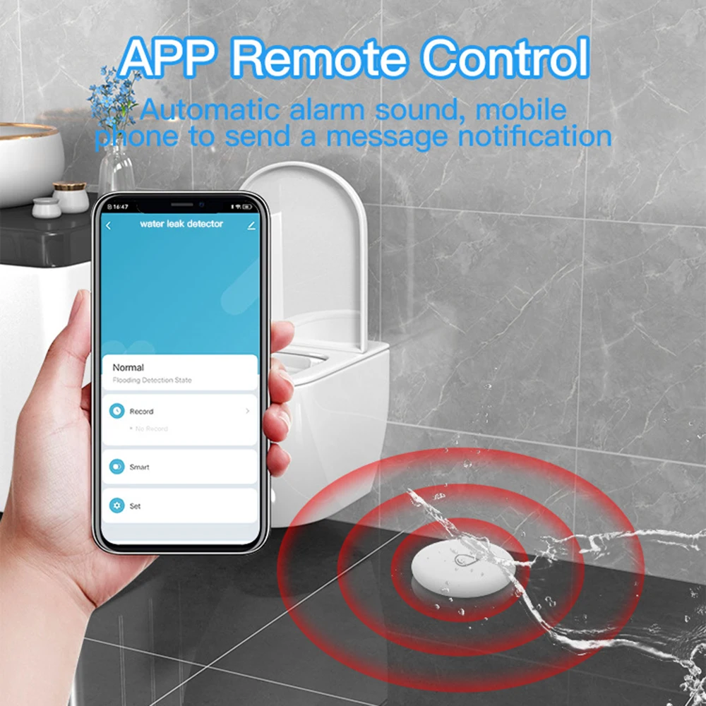 NEW Tuya ZigBee 3.0 Water Leak Detector Flood Sensor Smart Home APP  Alarm Remote Monitoring Works With Alexa