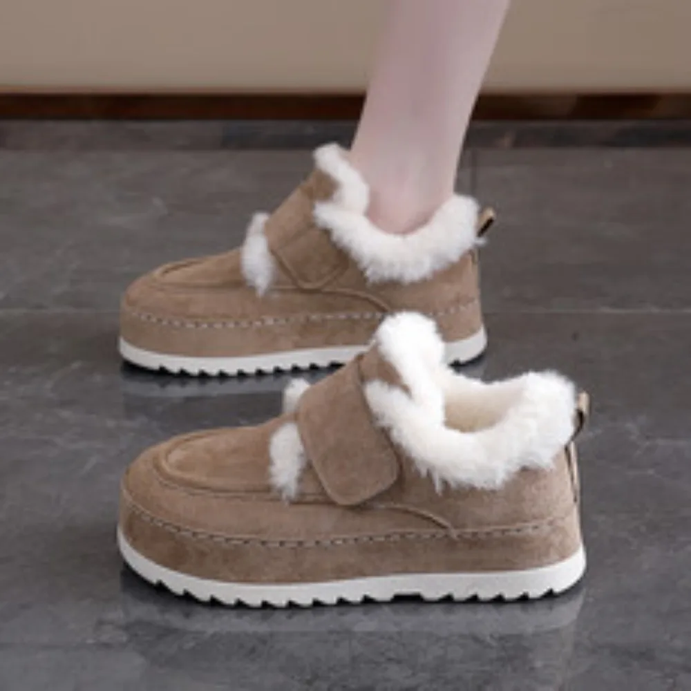 

Warm Thicken Plush Winter Snow Boots for Lamb Wool Cotton Padded Non-Slip Thick Bottom Ankle Booties Unisex Snow Boot