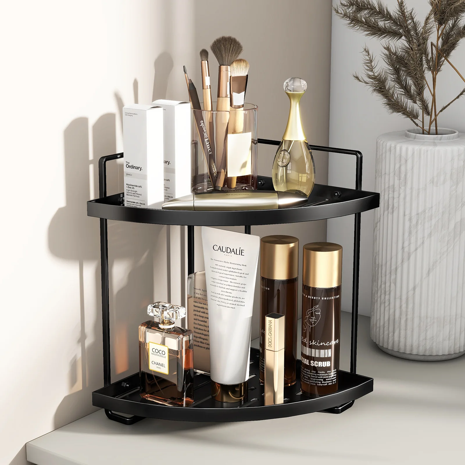 

Light luxury desktop dresser rack, bathroom triangular shelf, double-layer hand wash countertop, cosmetic storage rack