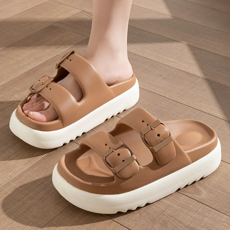 Fashion Buckle Thick Platform Slippers Women Home Soft Sole eva Cloud Slides Sandals Woman 2023 Summer Non Slip Beach Flip Flops