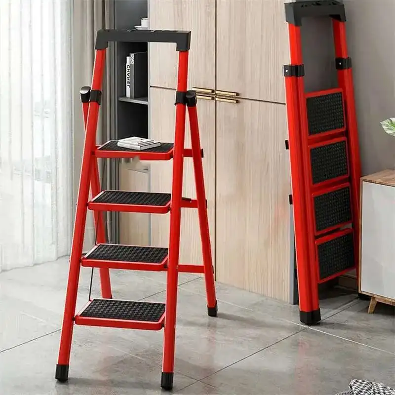

Multifunctional Kitchen Step Stool Safety Folding Ladders Carbon Steel Thickened Indoor Herringbone Stair Telescopic Ladder Z