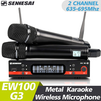 SENNESAI Ew100G3 Professional Dual Wireless Microphone Stage Performance 2 Channels 600-699MHz UHF Karaoke Metal Handheld e835