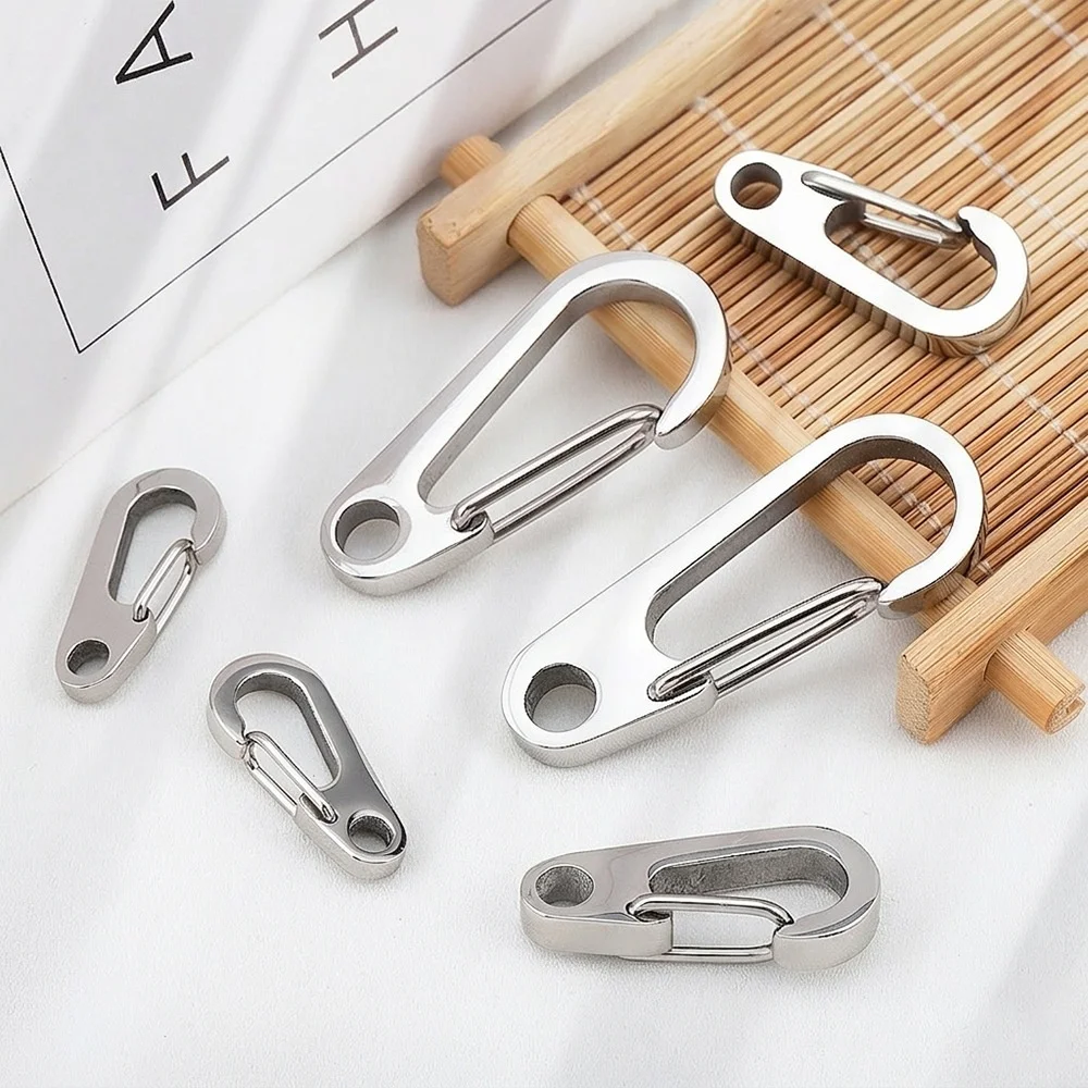 2 Stück Edelstahl Mini-Karabinerhaken Federclip Schlüsselanhänger für DIY Schlüsselringe Camping Rucksack Schmuck Zubehör – Detail 3