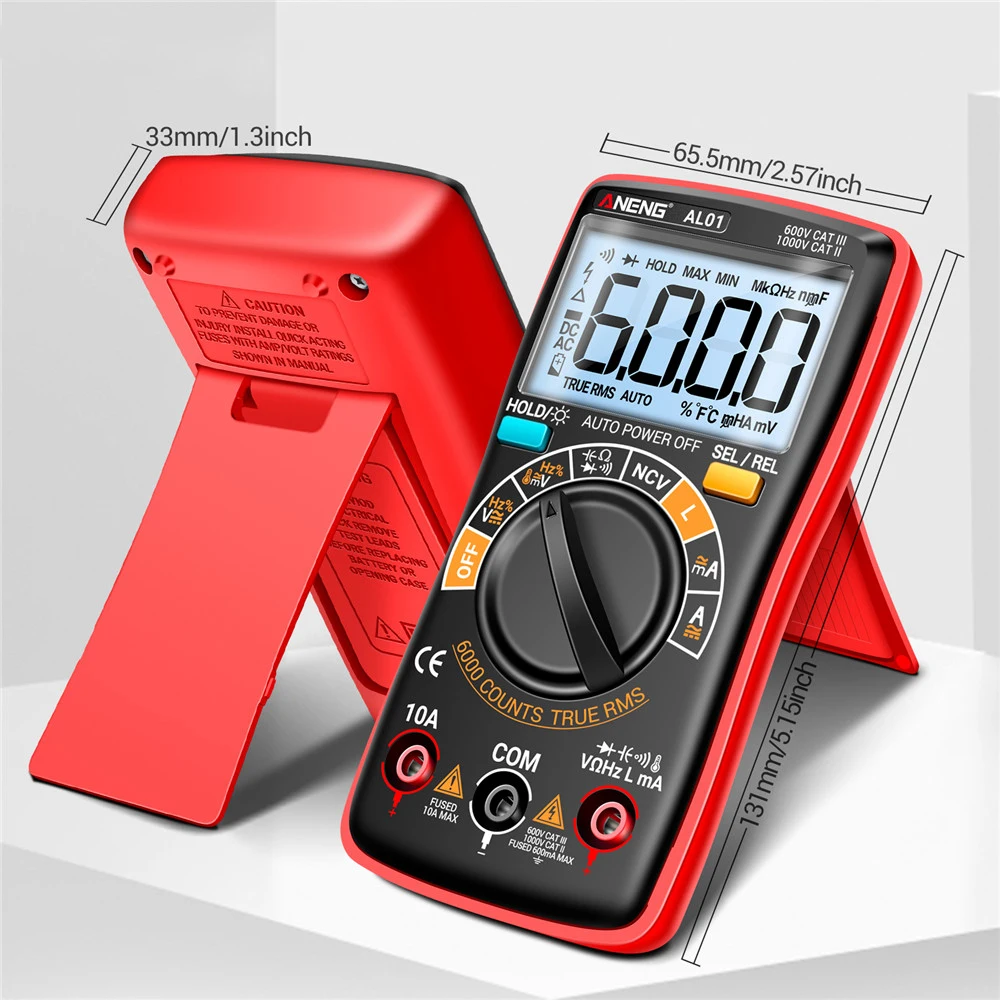 AL01L Maximum count 6000 AC/DC inductance NCV handheld voltage current resistance high precision multimeter without battery
