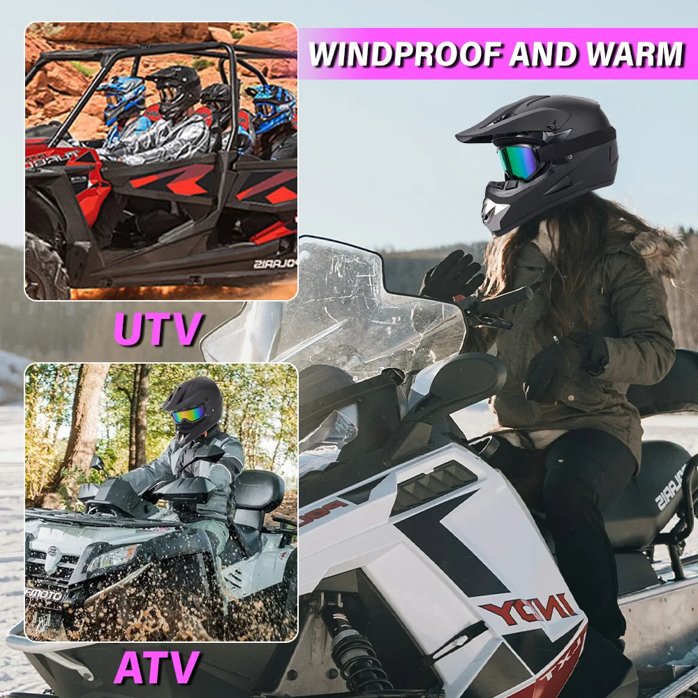 4Pcs Off Road Motorcycle Helmet Full Face Motorcycle Helmet Adult DOT Certified Off-Road Bicycle Helmet  Scratch-Resistant